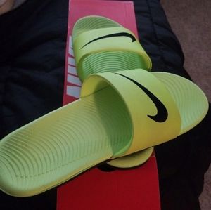 Lime Green Nike Kawa slides